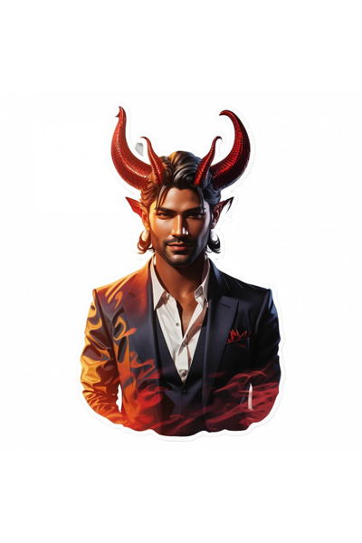 INOVATIX Set de 8 piese, autocolant Demon Lucifer cu coarne, INOVATIX®. 6 cm