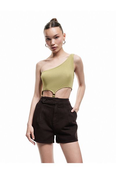 Koton New Season High Waist Belt Detailed Cotton Pocket Mini Shorts