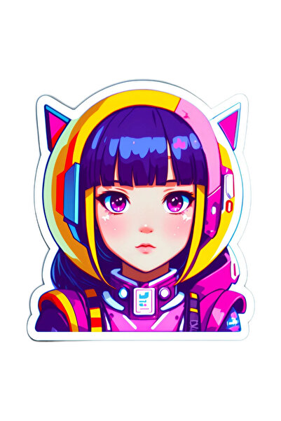 INOVATIX Set de 8 piese, autocolant Fată cu breton, INOVATIX®. 6 cm