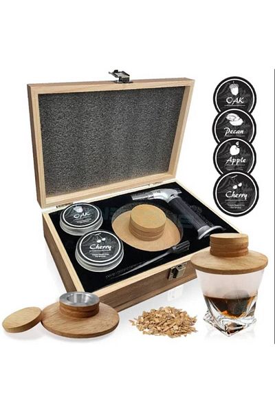 OEM Whiskey Smoker Set, Cocktail Smoker, Includes 4 Flavors And Torch (WITHOUT BUTANE GAS)