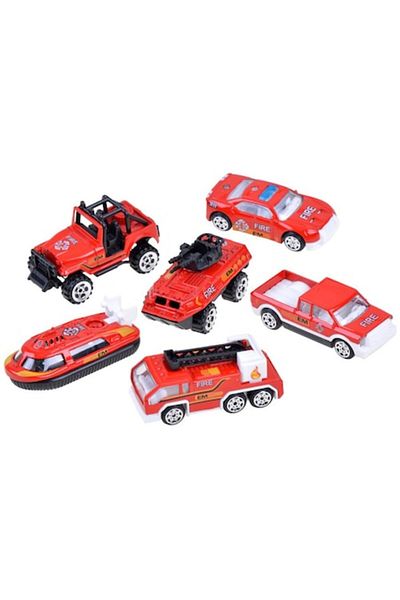 indiggo Set 6 mașini de jucărie metalice pentru copii, model de mașini de pompieri