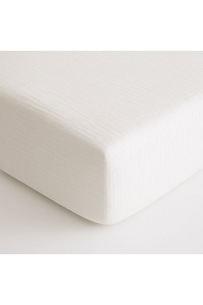 GLOYDEN Muslin Fitted Sheet – 70X120 for Baby Bed |   100% Natural Cotton, Ecru
