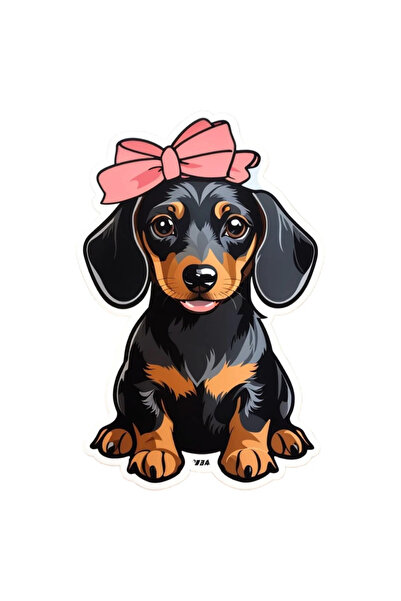 INOVATIX Set of 8 pieces, Dachshund Sticker with bow on head, INOVATIX®. 6 cm