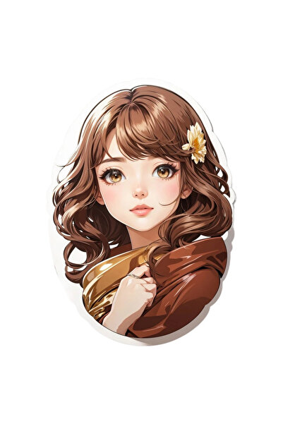 INOVATIX Set de 8 piese, autocolant Fată cu bucle ciocolate, INOVATIX®. 6 cm