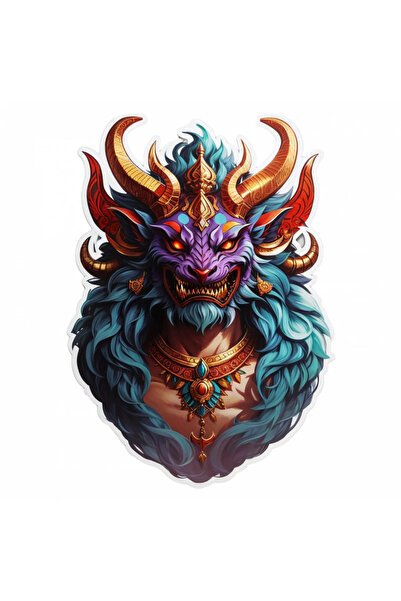 INOVATIX Set de 8 piese, autocolant Demon Paimon cu coarne și pieptar, INOVATIX®. 6 cm