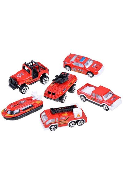 indiggo Set 6 mașini de jucărie metalice pentru copii, model de mașini de pompieri