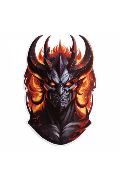 INOVATIX Set de 8 piese, autocolant Demon Azazel în flăcări, INOVATIX®. 6 cm