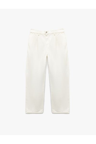 Koton New Season Cotton Regular Waist Pocket Detailed Oversize Cigarette Trousers