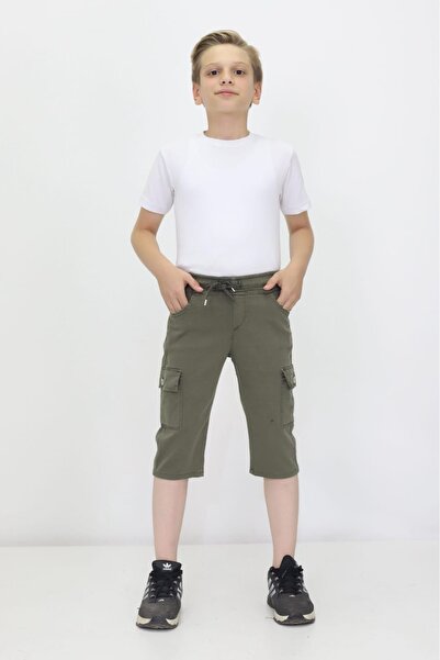 RAPİDO LİFE Erkek Çocuk Açık Mavi Kargo Cepli Modern Keten Kapri İp Detaylı Yazlık Günlük Kullanıma Uygun