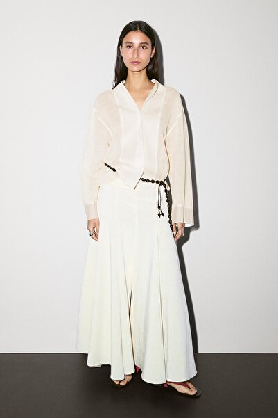 Massimo Dutti Kumaş detaylı pamuklu bluz