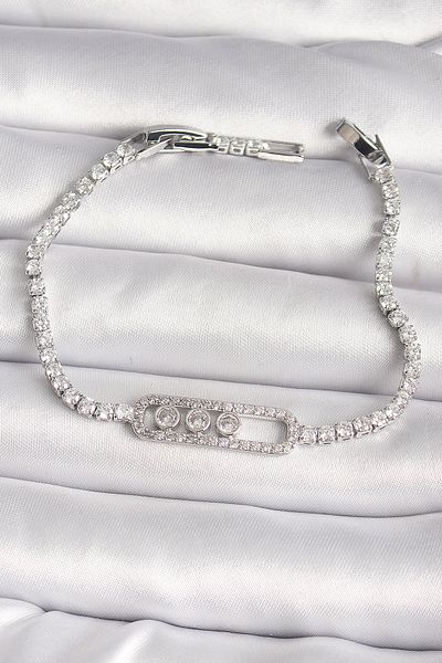 Skygo Brass Silver Color Waterway Zircon Stone Messika Model Women's Bracelet