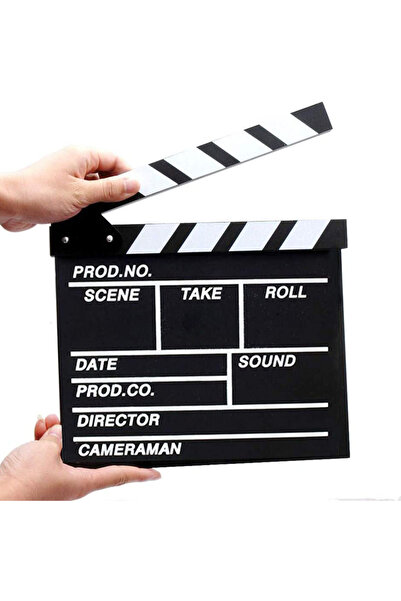 Wolawood Dekoratif Sinema Klaket – Ahşap Film Seti Aksesuarı & Masa Üzeri Clapperboard Yazı Yazılabilir Stand