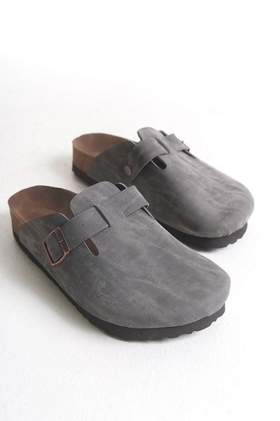 HVZ Exclusive Gray Closed Front Eva Sole Buckle Daily Slippers Sumpa Sabo Cork Sole Comfortable Ergonomic Slippers
