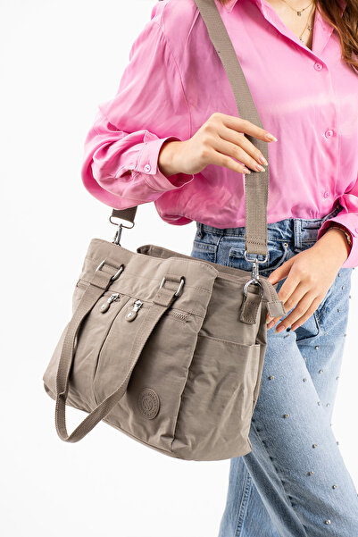 Sanmorris 3026 Women's Large Size Compartment Water Resistant Crinkle Fabric Crossbody and Shoulder Strap Bag