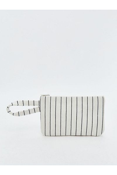 LC Waikiki Blue Striped Linen Portfolio Bag
