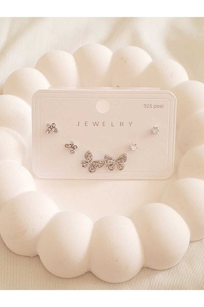 bijoux uniques Steel Butterfly Earring Set