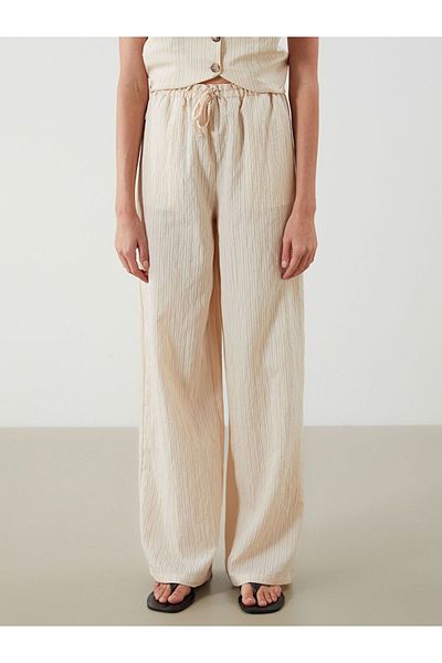 LC Waikiki Lcw Vision Elastic Waist Striped Wide Leg Women's Trousers