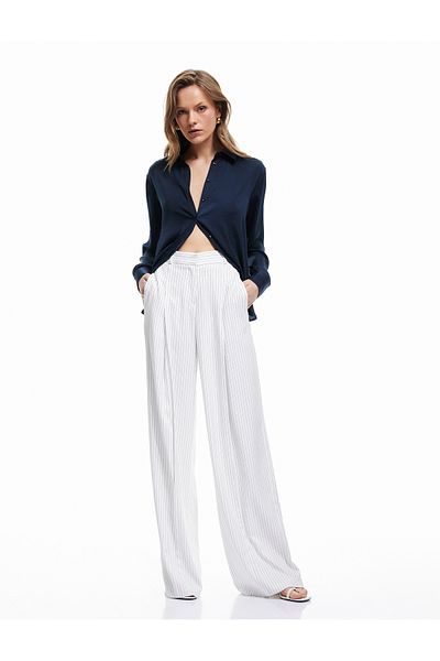 Koton New Season Aerobin Fabric Long Sleeve Classic Collar Satin Shirt