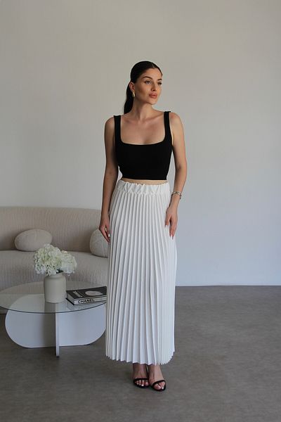 Julidress Fusta plisată premium cu talie elastică și tăiată în diagonală