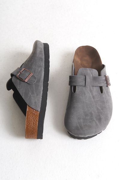 HVZ Exclusive Gray Closed Front Eva Sole Buckle Daily Slippers Sumpa Sabo Cork Sole Comfortable Ergonomic Slippers