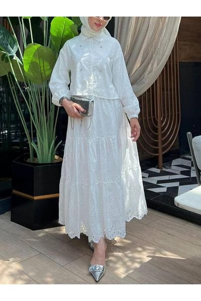 MACMODA Scalloped Detailed Skirt Set