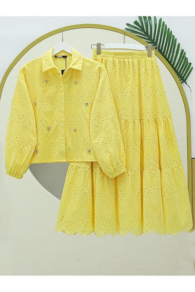 MACMODA Scalloped Detailed Skirt Set