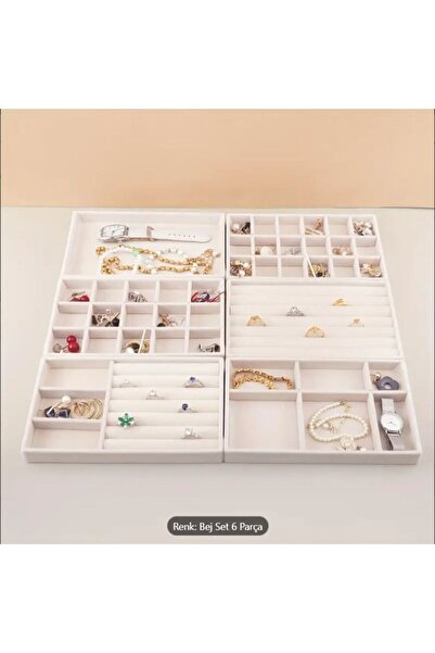 LONDON Birds Store Şık 6 lı çekmece içi takı set ( bej renk )