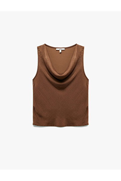 Koton Νέα σεζόν Aerobin υφασμάτινη αμάνικη σατέν μπλούζα με γιακά