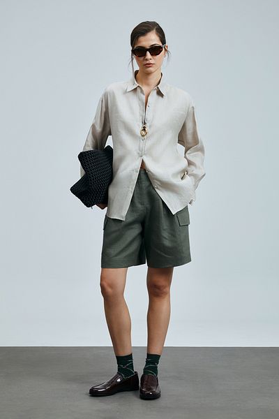 Lufian Carmenta Women's Linen Shorts Khaki