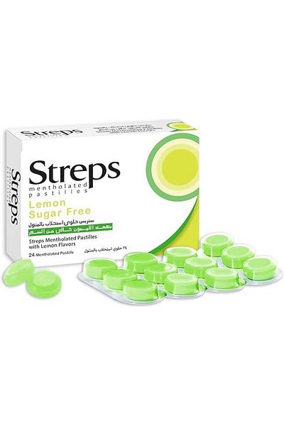 STREPSİLS Streps Sugar-Free Lemon Flavored Lozenges, 24 Lozenge