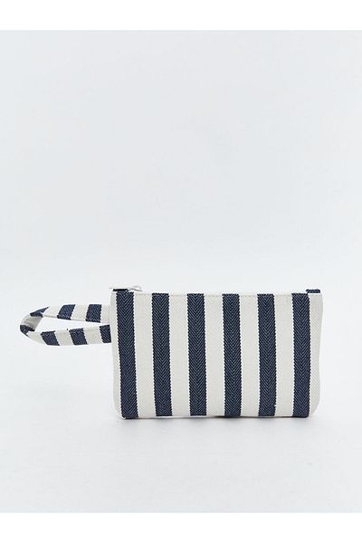 LC Waikiki Blue Striped Linen Portfolio Bag