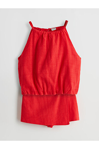 LC Waikiki LCW Kids Crvena Halter izrez Bluza za devojčice i Suknja-šorts