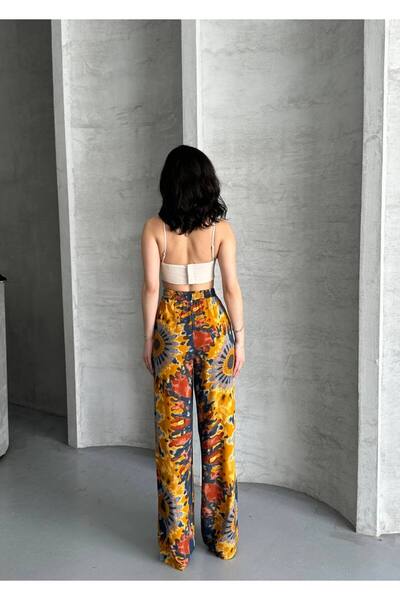 VOLT CLOTHİNG Women's Patterned Viscose Fabric Palazzo Trousers