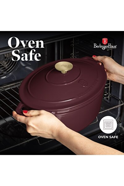 Berlinger Haus Oval enameled cast iron pot with lid 4.65L 30 cm Leonardo Berlinger Haus BH 6543, burgundy