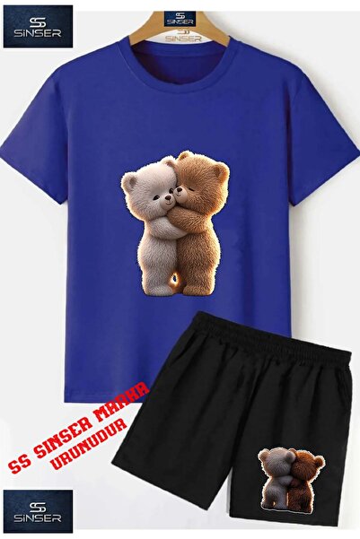 SS SİNSER Tricou cu gât rotund cu imprimeu special pentru copii „BEAR HUGGING...