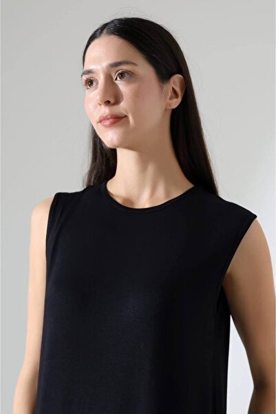 MetuCA Țesătură de viscoză pentru femei, neagră, oversize, cu mâneci zero, cu...