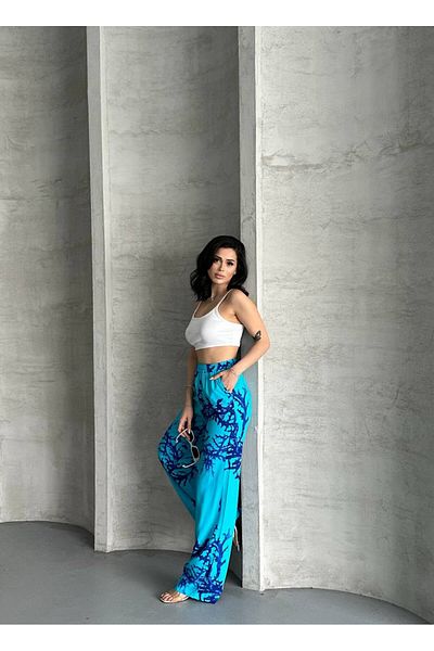VOLT CLOTHİNG Pantaloni Palazzo din țesătură de viscoză cu model de damă
