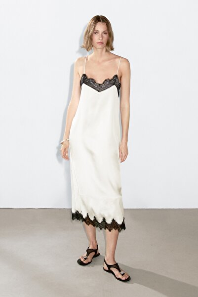 Massimo Dutti Uzun kontrast kamisol elbise