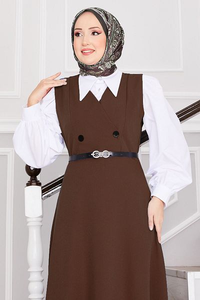 EBRUTESETTÜR Button Detailed Belted Hijab Gilet
