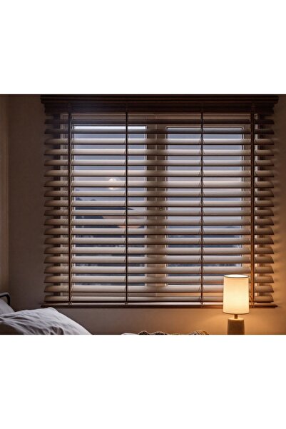 ömer ilhan gerçek ahşap jaluzi perde kahverengi ahşap jaluzi