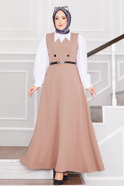 EBRUTESETTÜR Button Detailed Belted Hijab Gilet