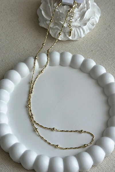 Modacaprea Xuping 14K Düz Dorika Zincir Model Zincir Kolye - 50 cm | Kararmaz Kadın Takı Çelik Kolye