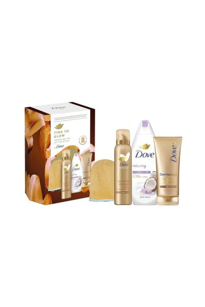 Dove Set Dove Time to Glow: Spuma autobronzanta 150ml + Gel de dus Relaxing Coconut 225ml + Lotiune Derma