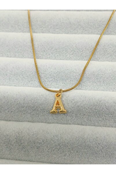 CAXBERN Minimal A Harfi Kararmaz 316l Çelik Kolye Altın Kaplama