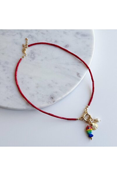 Venus Design Mercan Murano Cam Balık Kolye