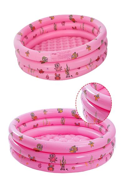 Joyful Box Round inflatable pool for children, Soft double base, 90 cm, Pink