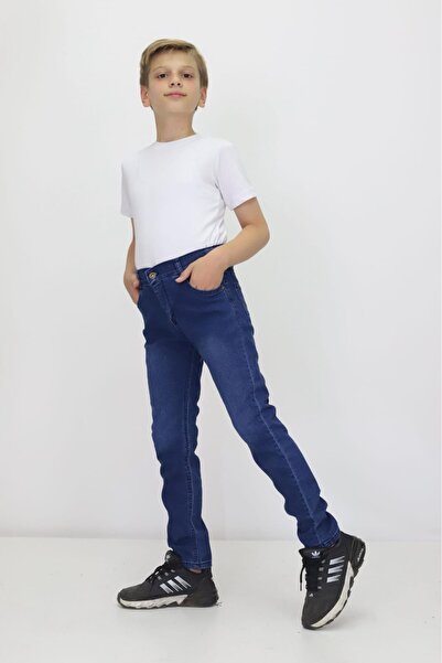 RAPİDO LİFE Erkek Çocuk Kot Pantolon Yüksek Bel Düz Paça Rahat Kalıp Unisex Jeans