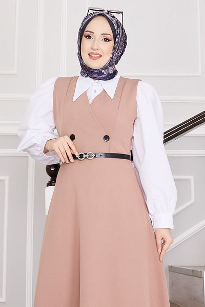 EBRUTESETTÜR Button Detailed Belted Hijab Gilet