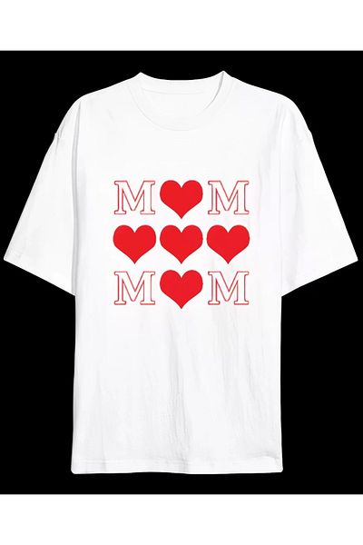 MD Kumsal Μπλουζάκι με στάμπα Mom Heart Special Design για τη γιορτή της μητέρας - Λευκό