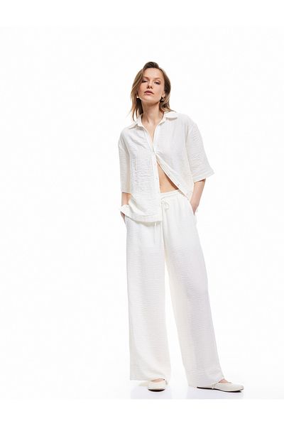 Koton New Season Classic Collar Elbow Length Short Sleeve Oversize Shirt
